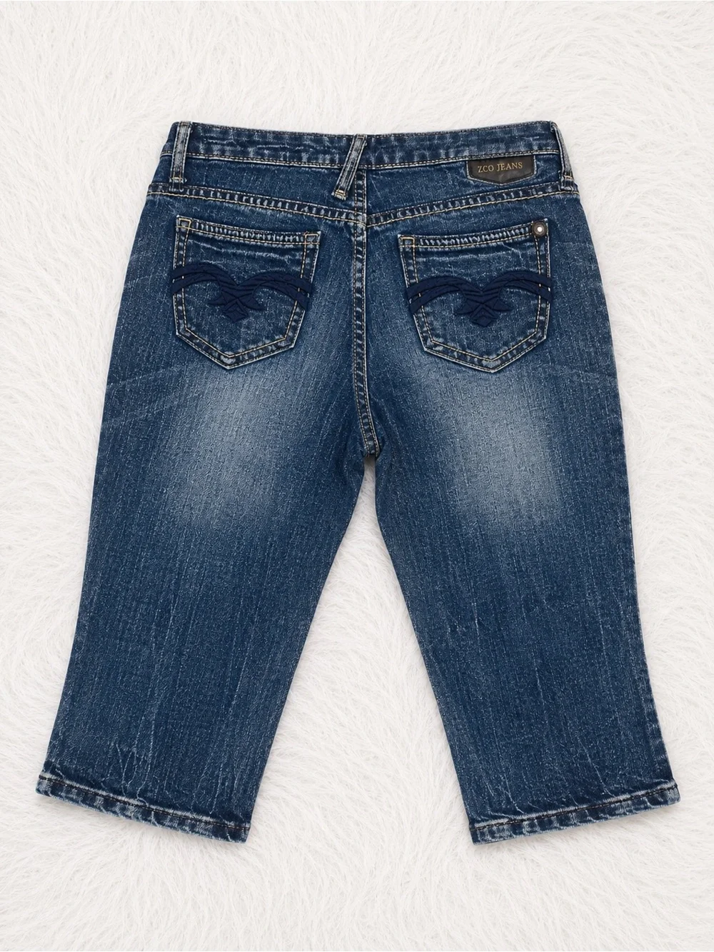 ZCO Jeans Premium Juniors Size 9 Denim Capri Jeans | Y2K Dark Wash Stretch Crop - Picture 2 of 3